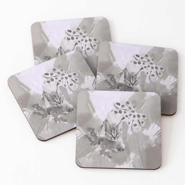 Item preview, CARACAL IN LEAVES IN SHADES OF DUSTY BROWN, SEPIA AND BEIGE designed and sold by Most1234.