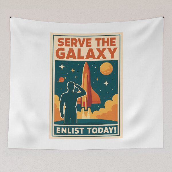 Item preview, Retro Galaxy Recruitment Poster with Rocket Launch. designed and sold by The-T-In-Retro.
