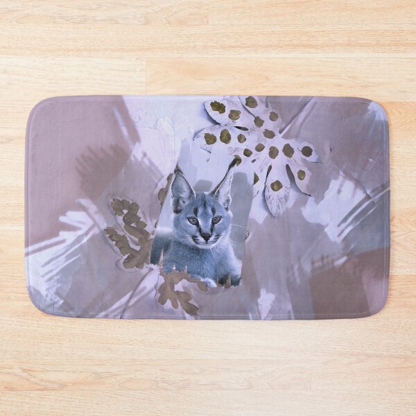 Item preview, CARACAL IN LEAVES IN SHADES OF DUSTY ROSE, MAUVE, TAUPE, DUSTY GREY AND PURPLE designed and sold by Most1234.