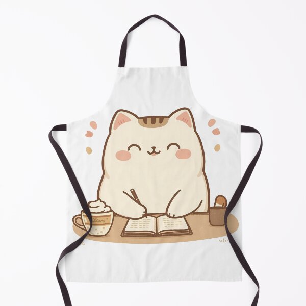 Item preview, Cute Chubby Cat Writing a Diary with Tongue Out | Cozy Café Aesthetic Illustration designed and sold by SlowDayFriends.