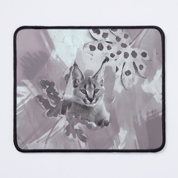 Item preview, CARACAL IN LEAVES IN SHADES OF DUSTY MAUVE, TAUPE AND GREY designed and sold by Most1234.