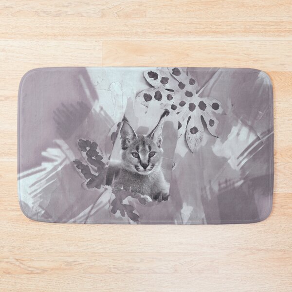 Item preview, CARACAL IN LEAVES IN SHADES OF DUSTY MAUVE, TAUPE AND GREY designed and sold by Most1234.