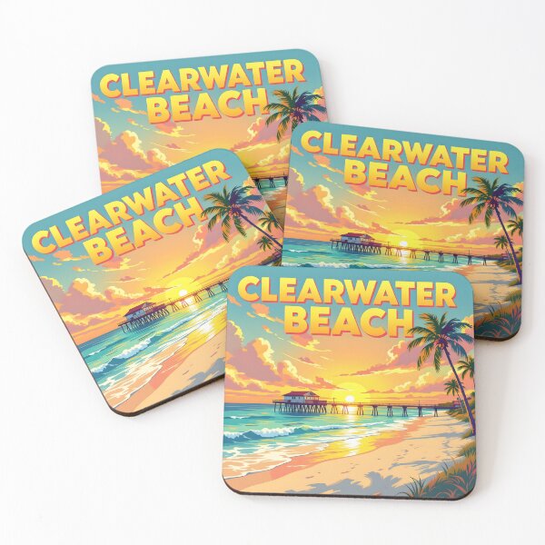 Item preview, Clearwater Beach, Florida, USA: Vintage-Style Painterly Travel Poster designed and sold by LSVart.