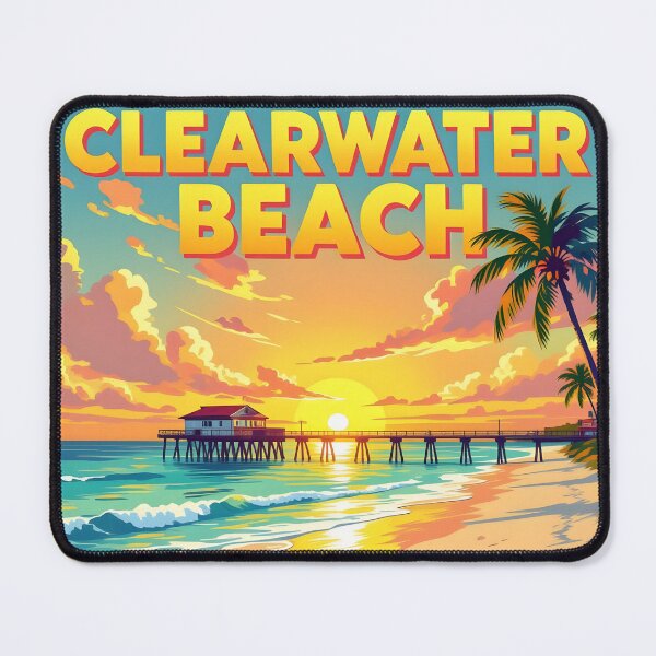 Item preview, Clearwater Beach, Florida, USA: Vintage-Style Painterly Travel Poster designed and sold by LSVart.