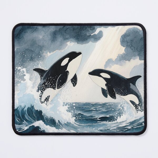 Item preview, Two orcas jump in the sea designed and sold by Mauswohn.