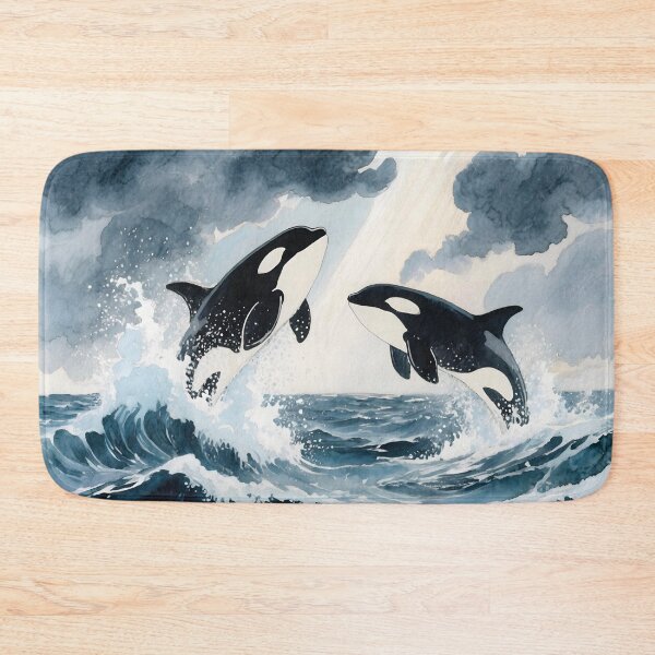 Item preview, Two orcas jump in the sea designed and sold by Mauswohn.
