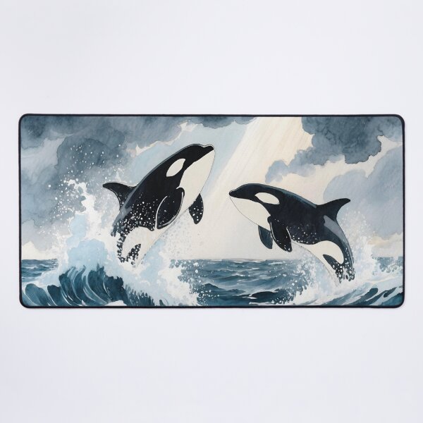 Item preview, Two orcas jump in the sea designed and sold by Mauswohn.