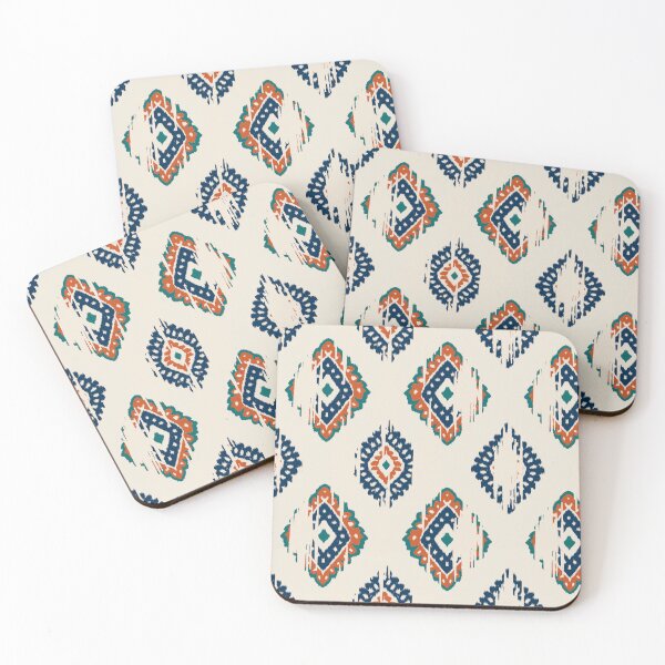 Item preview, Geometric ikat pattern with tribal diamond motifs in orange navy and green. designed and sold by Opart Srinok.