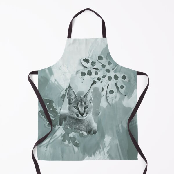 Item preview, CARACAL IN LEAVES IN SHADES OF BLUE SAGE designed and sold by Most1234.