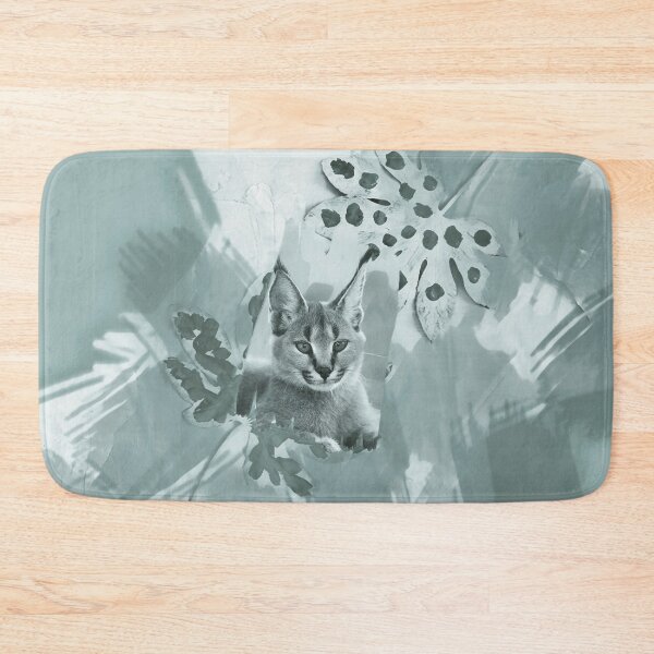 Item preview, CARACAL IN LEAVES IN SHADES OF BLUE SAGE  designed and sold by Most1234.