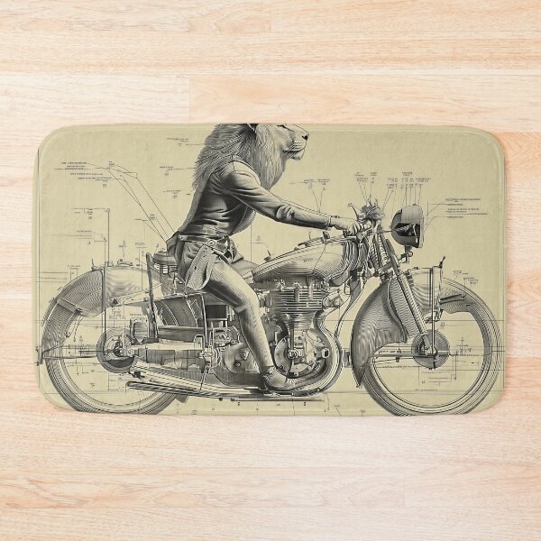 Item preview, Lion Riding a Vintage Motorcycle designed and sold by lautir.