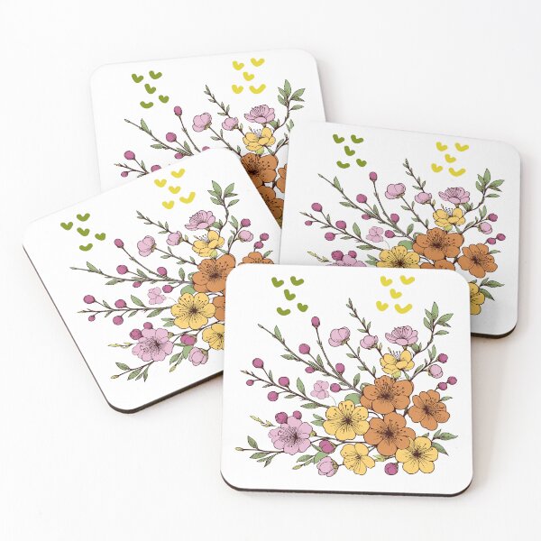 Item preview,  Vibrant Floral Blossom Bouquet with Hand-Drawn Hearts – Colorful Botanical Illustration on Black Aesthetic Background | Calm and Soft Aesthetic TShirt Design designed and sold by YasirHamidDesigns .