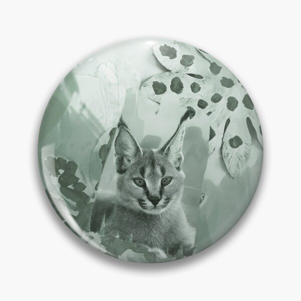Item preview, CARACAL IN LEAVES IN SHADES OF SAGE, ARMY AND LAUREL GREEN designed and sold by Most1234.
