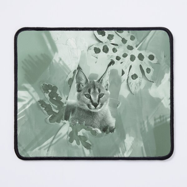 Item preview, CARACAL IN LEAVES IN SHADES OF SAGE, ARMY AND LAUREL GREEN designed and sold by Most1234.