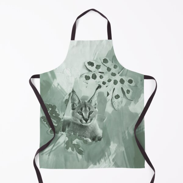 Item preview, CARACAL IN LEAVES IN SHADES OF SAGE, ARMY AND LAUREL GREEN designed and sold by Most1234.