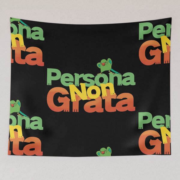 Item preview, Persona non grata lettering with Green ring neck parakeet bird designed and sold by tayaan.