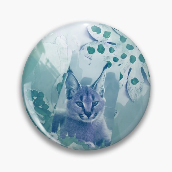 Item preview, CARACAL IN LEAVES IN SHADES OF TURQUOISE, BLUE, TEAL AND GREEN designed and sold by Most1234.