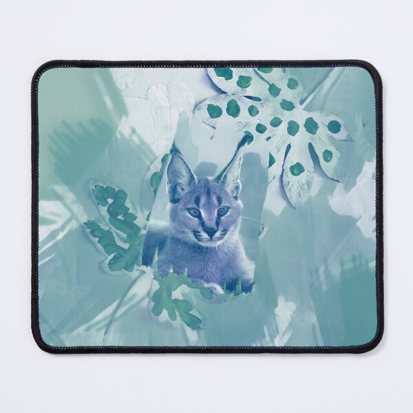 Item preview, CARACAL IN LEAVES IN SHADES OF TURQUOISE, BLUE, TEAL AND GREEN designed and sold by Most1234.