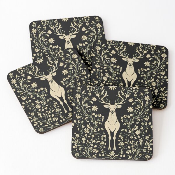 Artikelvorschau, Boho-Hirsch mit Blumenmuster, Cottagecore-Ästhetik, Waldmotiv für Naturliebhaber, Vintage-Tiermotiv mit botanischen Motiven, Geschenkidee für Naturliebhaber entworfen und verkauft von DesignDenDo ⭐⭐⭐⭐⭐.