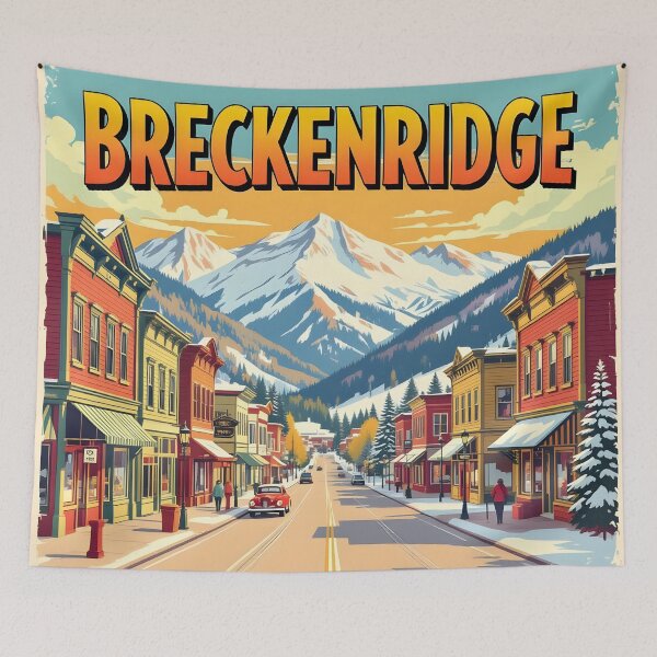 Item preview, Breckenridge, Colorado, USA: Vintage-Style Painterly Travel Poster designed and sold by LSVart.