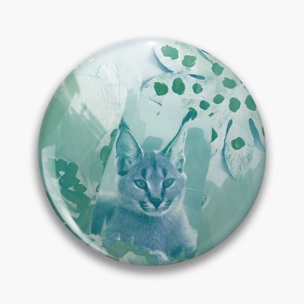 Item preview, CARACAL IN LEAVES IN SHADES OF TURQUOISE, SAGE, ARMY GREEN AND BLUE designed and sold by Most1234.
