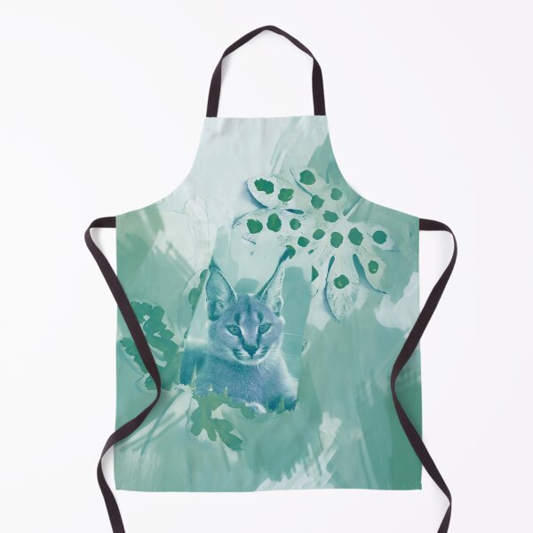 Item preview, CARACAL IN LEAVES IN SHADES OF TURQUOISE, SAGE, ARMY GREEN AND BLUE designed and sold by Most1234.