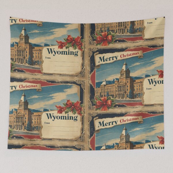 Item preview, Merry Christmas From Wyoming USA Postcard Greetings Retro Travel Vintage 2 designed and sold by TravelPostcardGems.