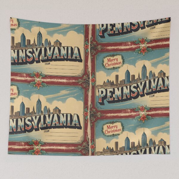 Item preview, Merry Christmas From Pennsylvania USA Postcard Greetings Retro Travel Vintage designed and sold by TravelPostcardGems.