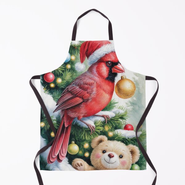 Item preview, Smiling Teddy and Cardinal on a Christmas Tree designed and sold by M-Y-A-R-T-.