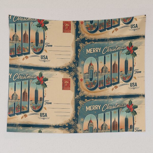 Item preview, Merry Christmas From Ohio USA Postcard Greetings Retro Travel Vintage designed and sold by TravelPostcardGems.