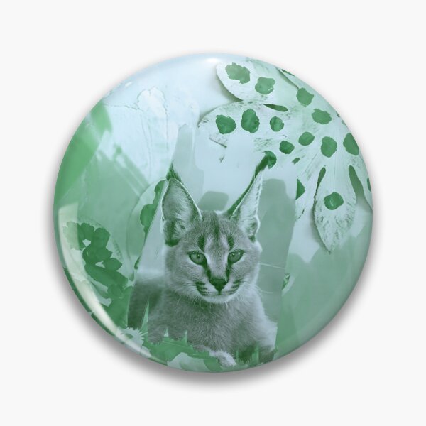 Item preview, CARACAL IN LEAVES IN SHADES OF PISTACHIO, SAGE, PASTEL GREEN AND GREY designed and sold by Most1234.
