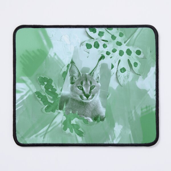 Item preview, CARACAL IN LEAVES IN SHADES OF PISTACHIO, SAGE, PASTEL GREEN AND GREY designed and sold by Most1234.