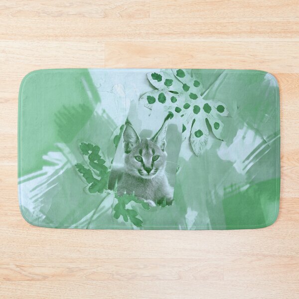 Item preview, CARACAL IN LEAVES IN SHADES OF PISTACHIO, SAGE, PASTEL GREEN AND GREY designed and sold by Most1234.