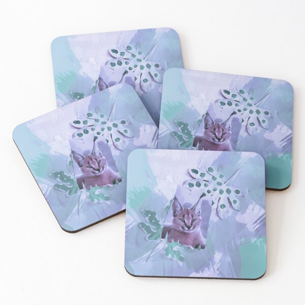 Item preview, CARACAL IN LEAVES IN SHADES OF PURPLE, VIOLET AND GREEN designed and sold by Most1234.