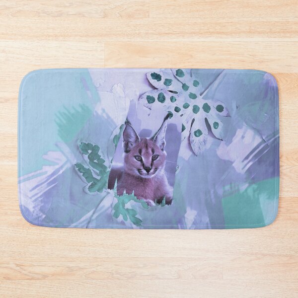 Item preview, CARACAL IN LEAVES IN SHADES OF PURPLE, VIOLET AND GREEN designed and sold by Most1234.