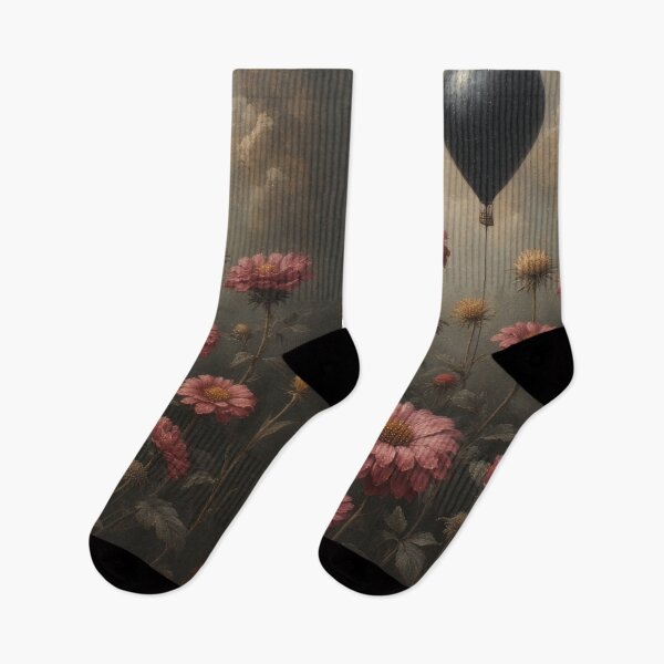 Item preview, Flower field with black balloon painting designed and sold by Mianku | Für das Leben.