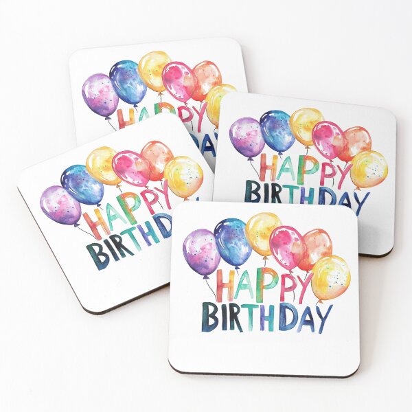 Item preview, Watercolor Happy Birthday Balloons  designed and sold by OutbreakDesigns.