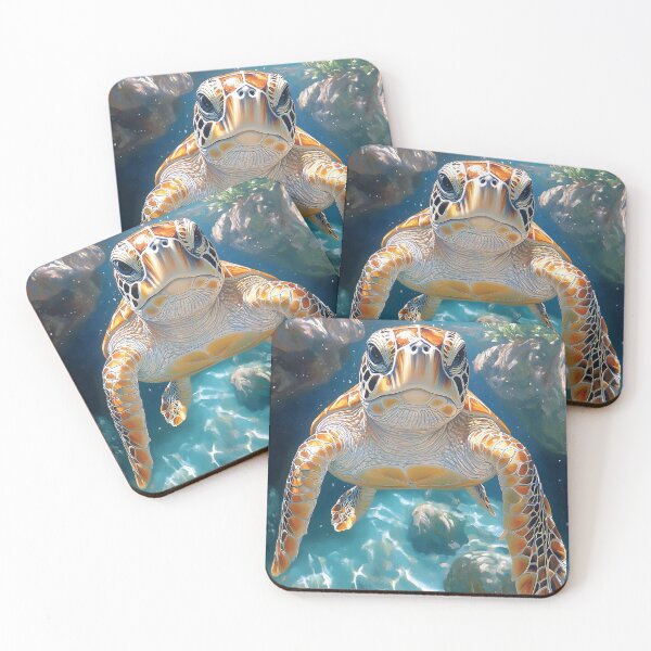 Item preview, Realistic Sea Turtle in Sunlit Ocean Painting designed and sold by CuongArtLab.