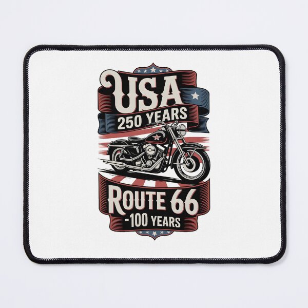 Item preview, USA 250 Years Plus Route 66 100 Years Anniversaries – Classic Motorbike Americana Design designed and sold by MimsTees.