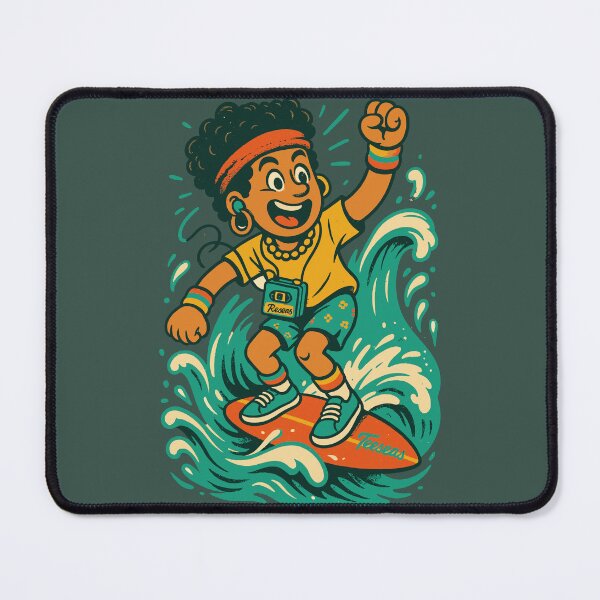 Item preview, Cool Afro Surfer Kid – Retro 90s Color Palette & 30s Animation Style designed and sold by Teeseas Wave.