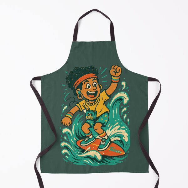 Item preview, Cool Afro Surfer Kid – Retro 90s Color Palette & 30s Animation Style designed and sold by Teeseas Wave.