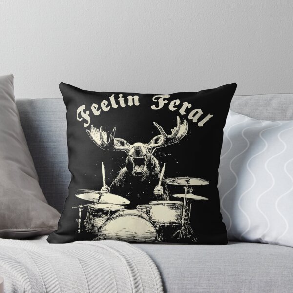 Item preview, Feelin Feral For Vintage Cute Moose Playing Drums Funny Music Animal Drummer designed and sold by EganPace.