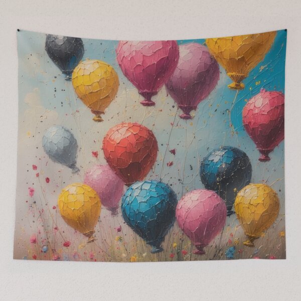 Item preview, Colorful balloons above a flower path designed and sold by Mianku | Für das Leben.