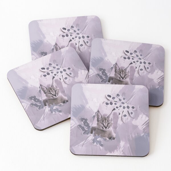 Item preview, CARACAL IN LEAVES IN SHADES OF DUSTY PURPLE, DUSTY VIOLET, DUSTY BLUE AND GREY designed and sold by Most1234.