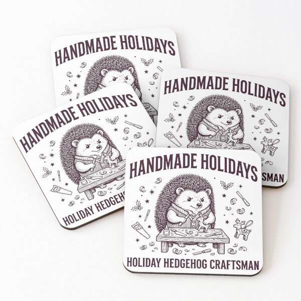 Item preview, Burgundy Holiday Hedgehog Vector Illustration with Crafting Theme designed and sold by DiNata.