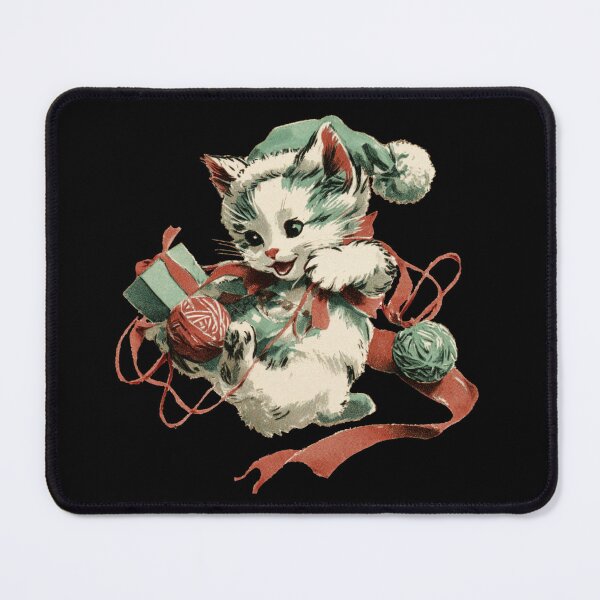 Item preview, Vintage festive kitten playing with a ball of yarn designed and sold by MendaciousMina.