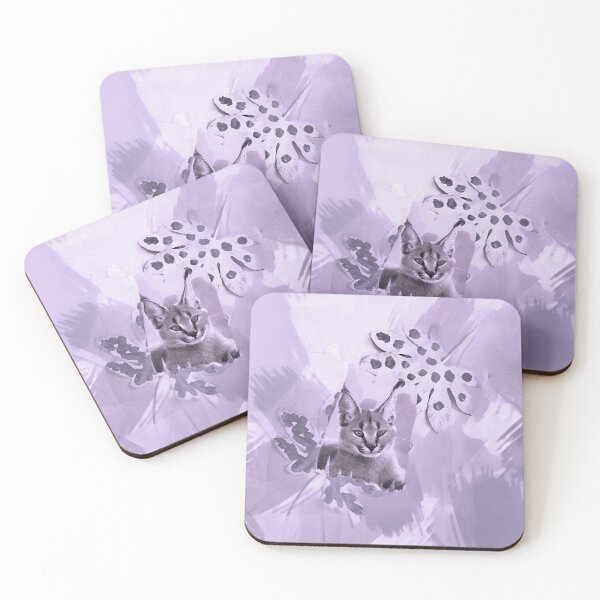 Item preview, CARACAL IN LEAVES IN SHADES OF DUSTY PURPLE, BLUE AND VIOLET designed and sold by Most1234.