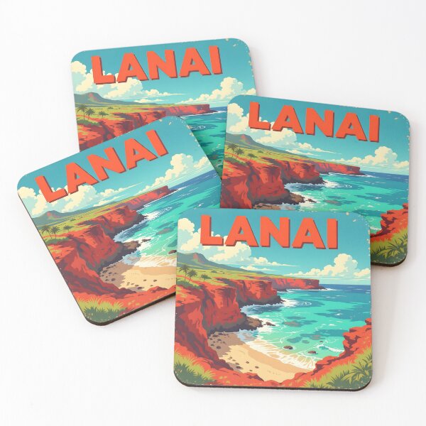 Item preview, Lānaʻi, Hawaii, USA: Vintage-Style Painterly Travel Poster designed and sold by LSVart.