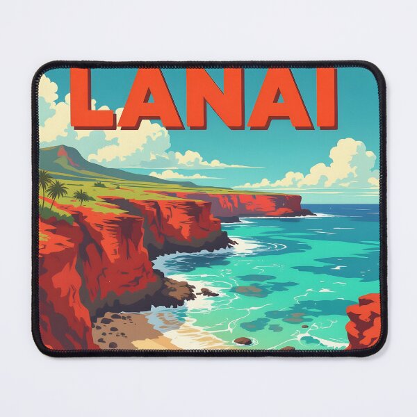 Item preview, Lānaʻi, Hawaii, USA: Vintage-Style Painterly Travel Poster designed and sold by LSVart.