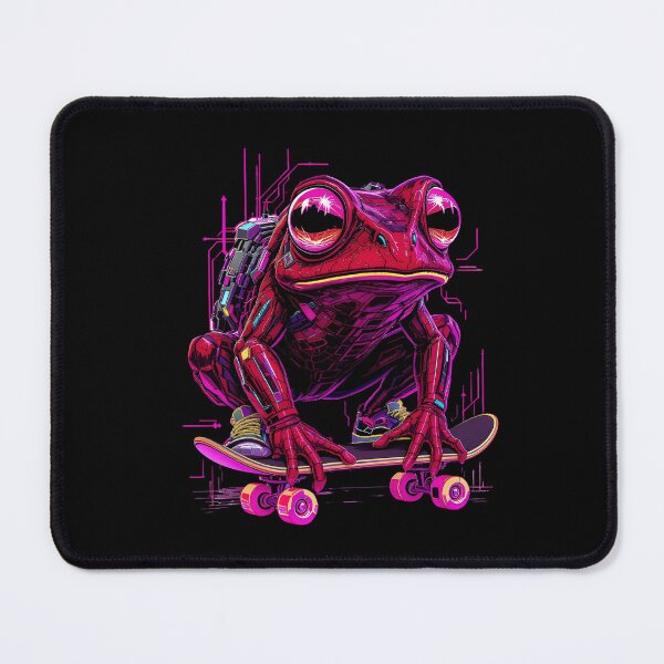 Item preview, Cyberpunk Frog Skater | Neon Future Amphibian designed and sold by ColorSplash123.